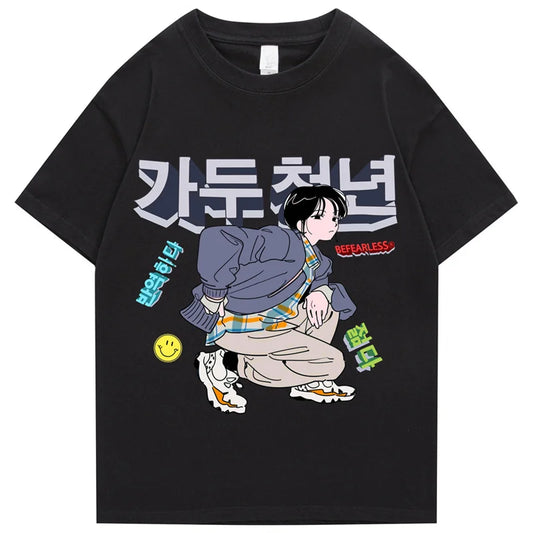 Streetwear Harajuku T-Shirt Männer Hip Hop Cartoon Gedruckt