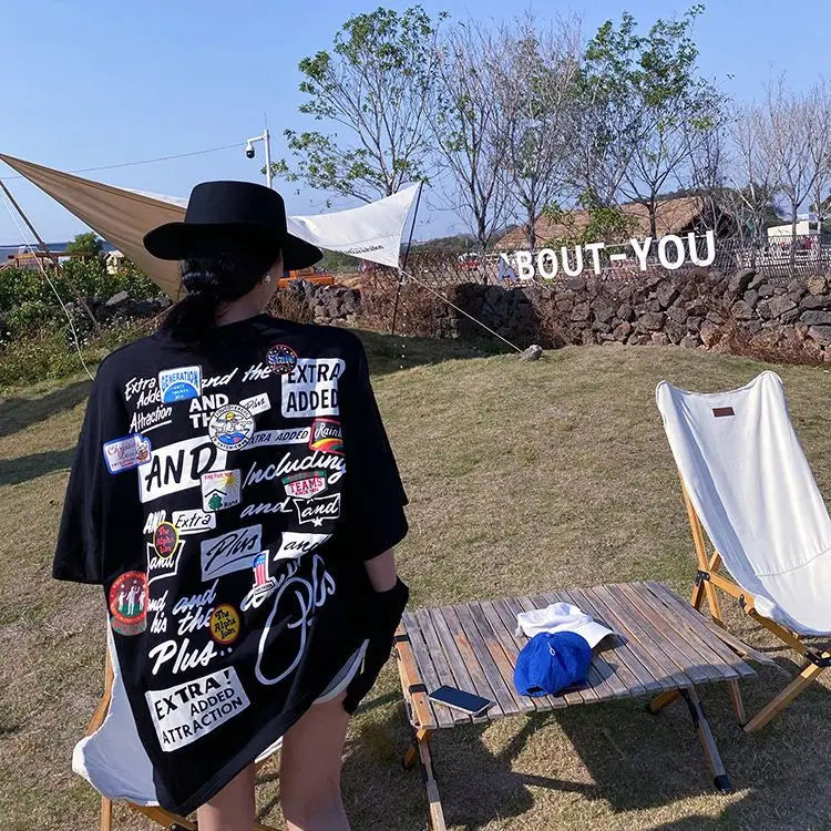 Women’s Pure Cotton Loose T-Shirt Trendy Mid-Length Streetwear