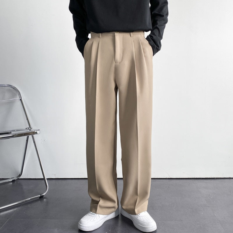 Men Pants Wide Leg Suit Casual Baggy Korean Style