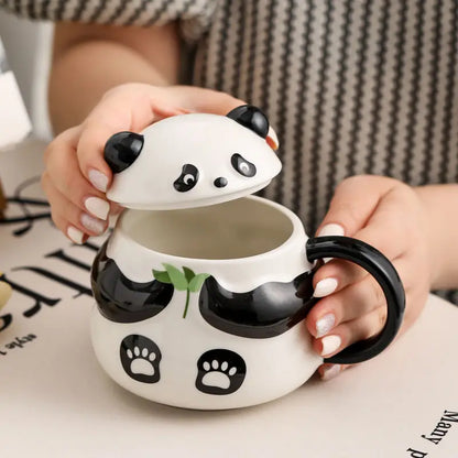 Keramiktasse Weihnachtsgeschenk Original Panda Tasse mit Deckel Kaffee Tee Tassen Kaffee