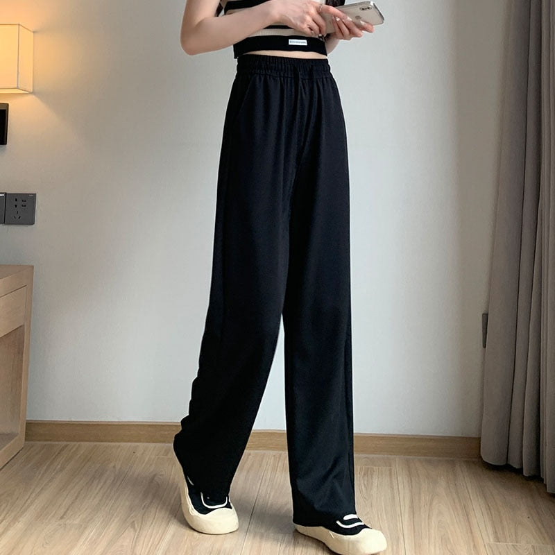 Women  Pants Vintage High  Baggy Korean Spring Summer Autumn Wide Leg - xinnzy