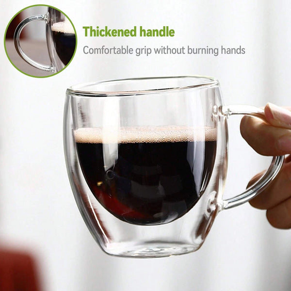 1/2/4Pcs 150/250ml Transparent Glass Coffee Cup with Handle