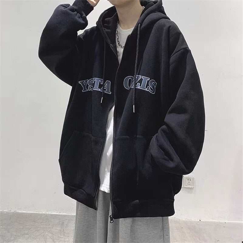 Hooded Oversized Sweatshirt for Men Korean Coat Long Sleeve