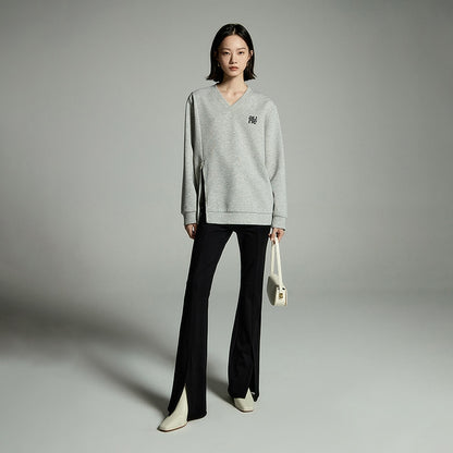 Chic and Comfy: Unique Zippered Split Hem Sweatshirt for Women