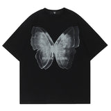 Women Ghost Butterfly Graphic Loose Cotton Street Tee