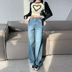 High Waisted Double Button Pants Fashion Leather Patch