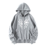 Fashionable and Casual Women's Spider Web Print Hoodie for Autumn