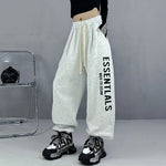 Women Y2k Korean Fashion Bottoms Printed Lettered Loose Casual Wide-Leg