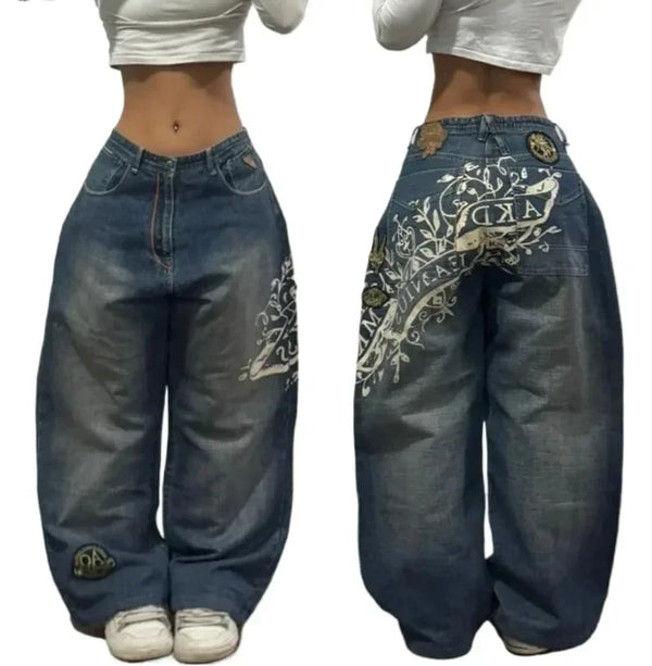 Y2K Baggy Jeans Unisex Embroidered Hip Hop Wide Leg Streetwear