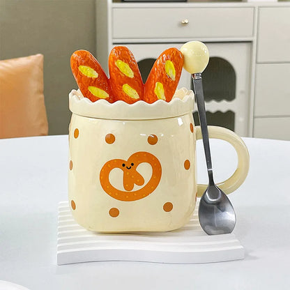 Kreativer französischer Brotbecher, Milchfrühstücksbecher für den Haushalt, Trinkbecher, Kaffeetasse für Nachmittagstee