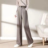 Womens Wool Pants High Waist Straight Leg Thickened Winter Trousers