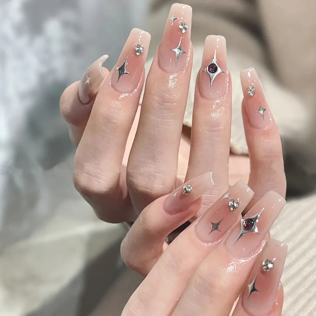 Cute Black Star with headphone 3D Press on Nails