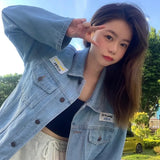 Spring Autumn Denim Jacket Women's Fashion Korean Style Popular