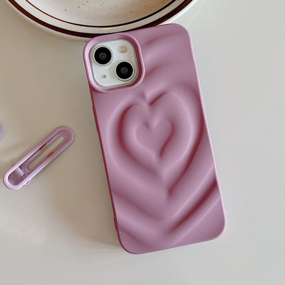 Luxury Electroplate Silver Heart Water Ripple Phone Case for iPhone Soft Silicone