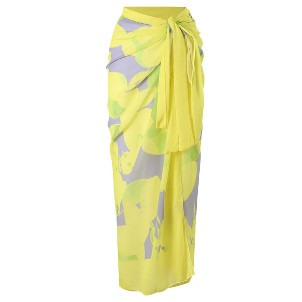 Yellow Ruffle One Piece Swimsuit with Skirt 2025