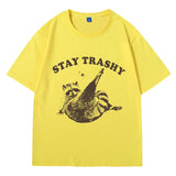 Vintage 90s Funny Racoon Shirt Retro Y2k Boho Aesthetic Cute Stay Trashy