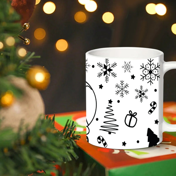 2025 1pc Black Santa Claus 3d 11oz Ceramic Mug With Handle