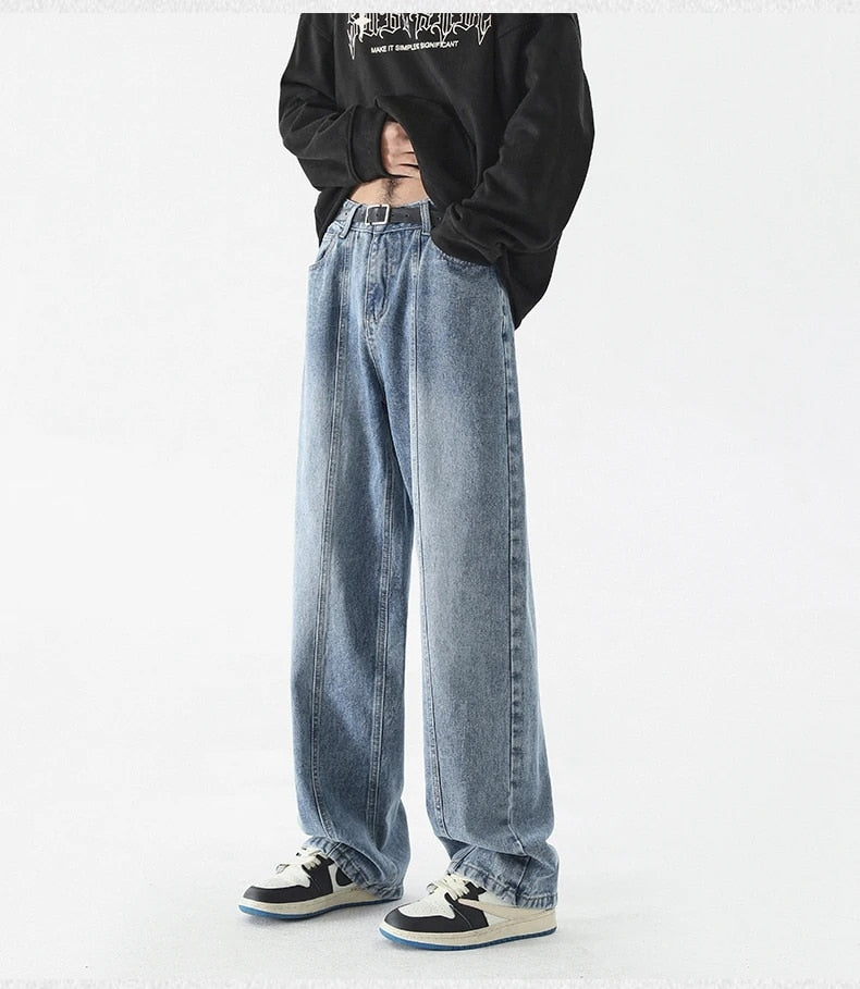 Men Jeans Gothic  Wide Leg Loose Hip-hop Fashion Youth