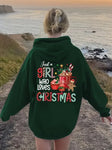 Christmas Graphic Print Kangaroo Pocket Hoodie