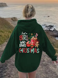 Christmas Graphic Print Kangaroo Pocket Hoodie