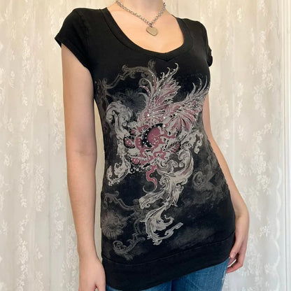 Y2K Vintage Slim T-Shirt Women’s Summer Streetwear Casual Top 2025