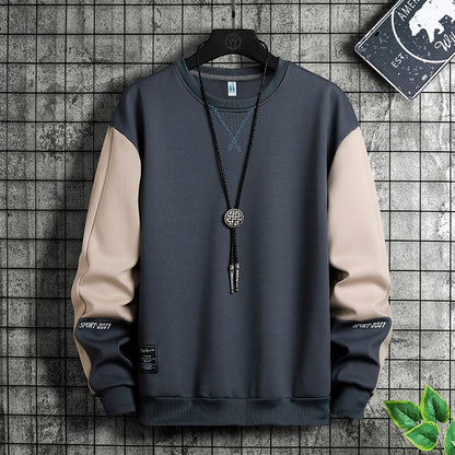 Hoodies Men Korean Fashion Pullover Hoody Patchwork Tops