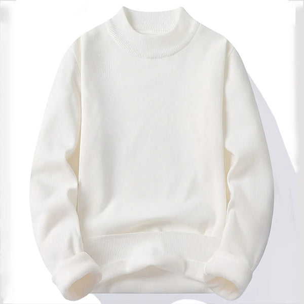 Mens Fleece Lined Mock Neck Sweater Thick Warm Knit Pullover