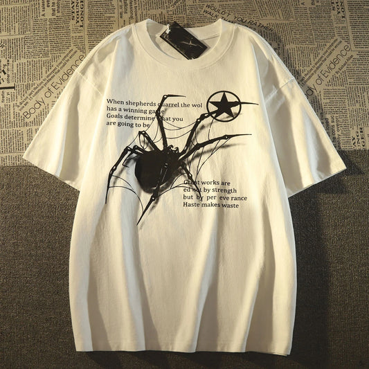 Y2K Streetwear Spider Graphic Acubi Harajuku Short Sleeve T-Shirts Grunge