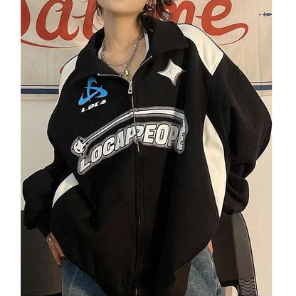 Women Sweatshirts Grunge Y2k Streetwear Zip Up