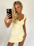 2024 Spring  V-neck Sleeveless Ruffles Mini Dress Y2KK Streetwear