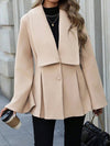 Women's Flared Sleeve Coat - Big Collar Pleated Winter Jacket