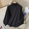 Womens Plus Size Blouse Long Sleeve Solid Spring Minimalist Shirt