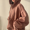 Oversized Half Zip Hoodie Women Solid Harajuku Pocket Sweatshirt