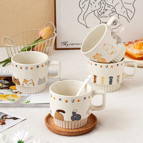 Ceramic coffee cup chocolate milk cup tea cup mug cute cat design