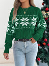 Womens Snowflake Christmas Sweater Contrast Color Knit Pullover Winter