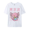 Kawaii Axolotl Eating Ramen Noodles T Shirt Autumn Hip hop