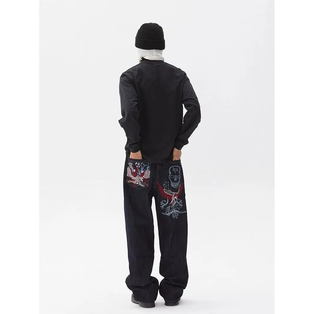 Y2k Goth Cargo Jeans: Loose Fit, Wide Trousers