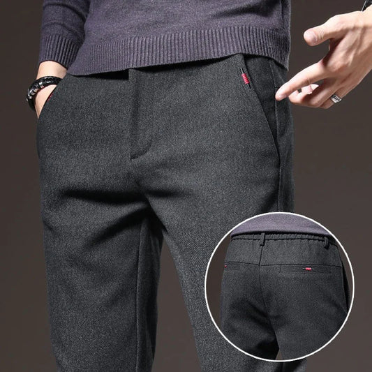 Autumn Winter Men's Straight Leg Long Daily Pants Thicken Casual