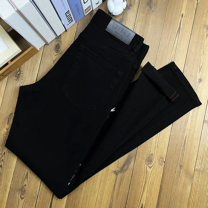 2024 Autumn Clown Print Black Jeans for Men Slim Fit Street Style