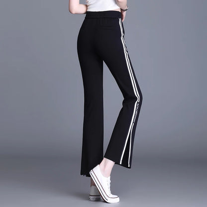 Women's Flare Pants Slim Fit Summer Casual Black Sportswear
