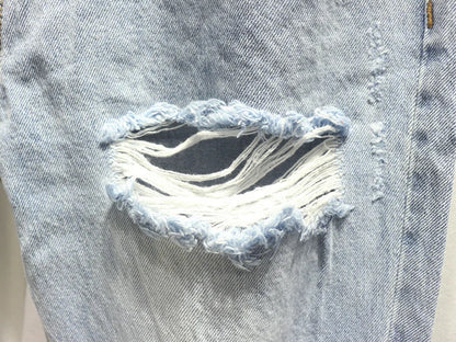 Loose Big Hole Nine Point Straight Denim Pants Baggy Jeans Y2k Streetwear