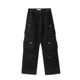 Cargo Pants Retro High Street Fashion High Waist Jeans Simple Casual Wide Leg