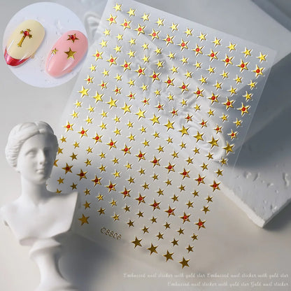 3D Gold Heart Nail Art Stickers