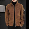 Men’s Lamb Fleece Winter Jacket 2025 – Thick Warm Stand Collar Coat with Zipper Pockets