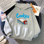 Cookies Printed Hip Hop Fleece Casual Punk Gothic Y2K Hoody Pullover Streetwear