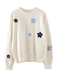 Women Sweater Pullover Korean Floral Emobroidery