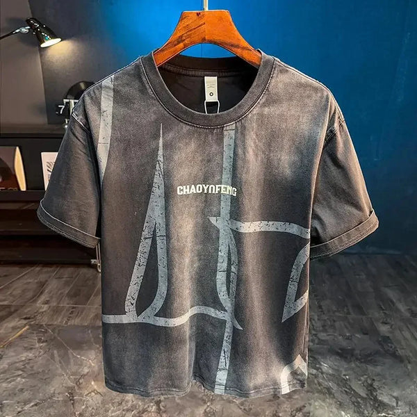 2026 Mens Ombre Washed Tshirt Retro Summer Casual Top