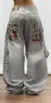 Y2K Baggy Jeans Unisex Embroidered Hip Hop Wide Leg Streetwear