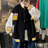 Winter Herbst Baseball Jacke Brief Drucken Cord Jacke Streetwear Harajuku