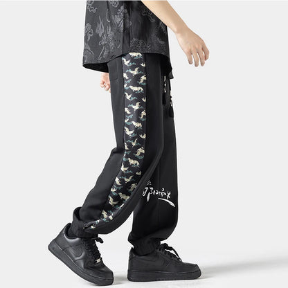 New Men's Summer Oversized Chinese Style Trend Patchwork Leggings Pants